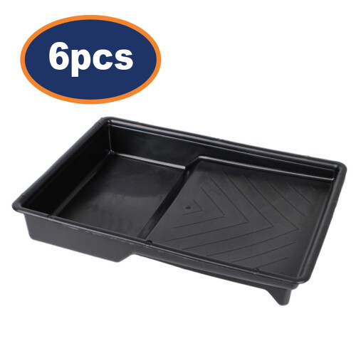 6pcs 10 inches Plastic Black Paint Tray Pad Rollers Section Reusable Heavy Duty