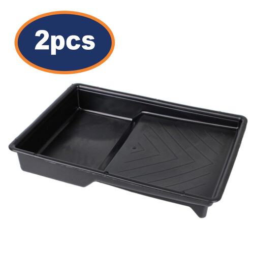 2pcs 10 inches Plastic Black Paint Tray Pad Rollers Section Reusable Heavy Duty