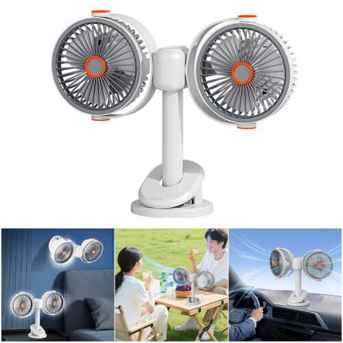 Compact Space Saving Desk Fan With 2 Adjustable Heads Bedroom 1
