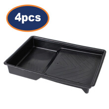 4pcs 10 inches Plastic Black Paint Tray Pad Rollers Section Reusable Heavy Duty