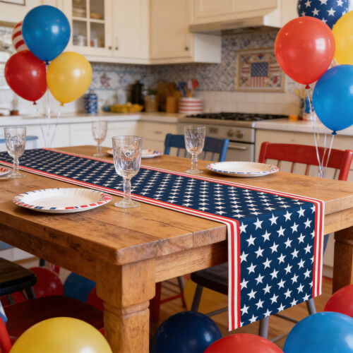 Strong Fabric Table Runner With Patriotic Theme For Multiple 1