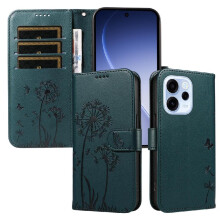 Compatible with OPPO Reno 15F Flip Case Dandelion Print Leather Phone Case with Card Slots And Wrist Strap Stylish And Protective