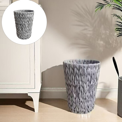 Dekorativer Mülleimer aus geflochtenem Rattan mit-Grau 2
