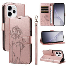 Compatible with OPPO Reno 15 5G Flip Case with Card Slots And Wrist Strap Dandelion Print Leather Phone Case Stylish And Protective