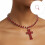 Collier superposé unique à pendentif croix surdimensionné-Bleu 3