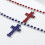 Collier superposé unique à pendentif croix surdimensionné-Bleu 5