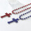 Collier superposé unique à pendentif croix surdimensionné-Bleu 7