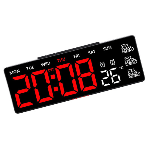 LED-Digitalwecker mit 3-Schwarze Schale, rotes Licht