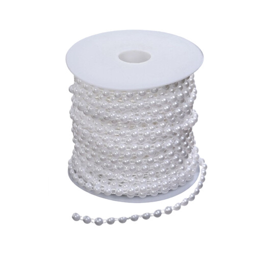25M Artificial Pearls Beads String Chain-6mm semicircle pure