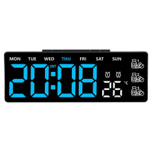 LED Digital Alarm Clock with 3 Brightness-Black shell blue lig