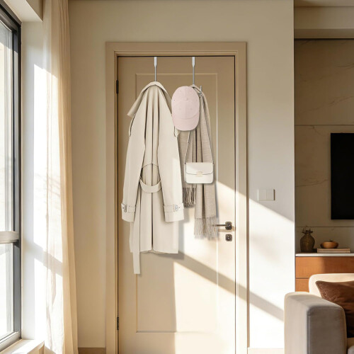 Set Of 2 Space Saving Door Mounted Hooks Rustproof Stainless 1