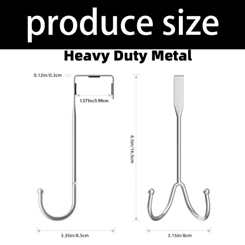Set Of 2 Space Saving Door Mounted Hooks Rustproof Stainless 2