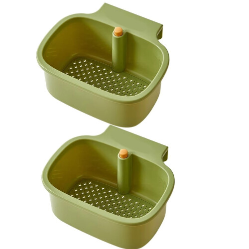 Space Saving Plastic Sink Edge Basket for Dishwashing-Green