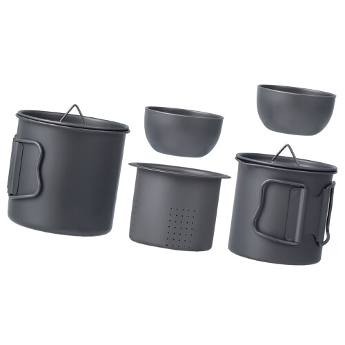 Solid Metal Travel Teas Set Convenient Nesting Design for
