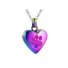 Pet Memorial Jewelry Heart Shape Pendant Ashes-Colorful