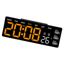 Digitale wekker LED digitale klok-Zwarte schelp oranje l