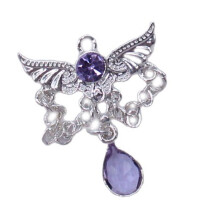 Legering vleugelhanger met kristallen strass steentjes voor-A