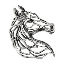 Broche de cheval élégante en alliage, coupe creuse,-Argent