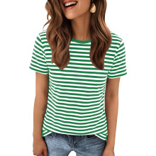 (1 item) Women's short-sleeved striped sailor-style-Green S