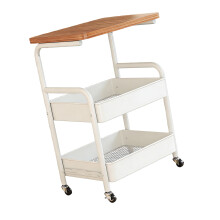 3 Layer Metal Trolley With Locking Casters Great-Double White