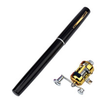 Fishing Rod Reel Combo Set Mini Telescopic Portable Pocket Pen Fishing Rod Pole and Reel Aluminum Al