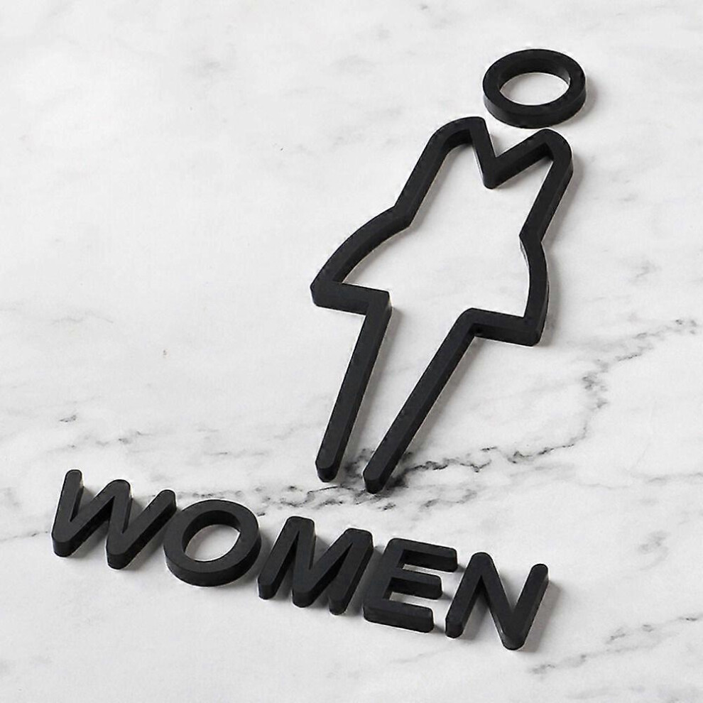 Black Wc Signage 3D WC Plaque Address Plates Men Women Toilet Signs Office Buildings