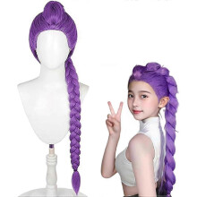 Peluca infantil de trenzas moradas, peluca larga trenzada para cosplay, accesorio para disfraz de Halloween
