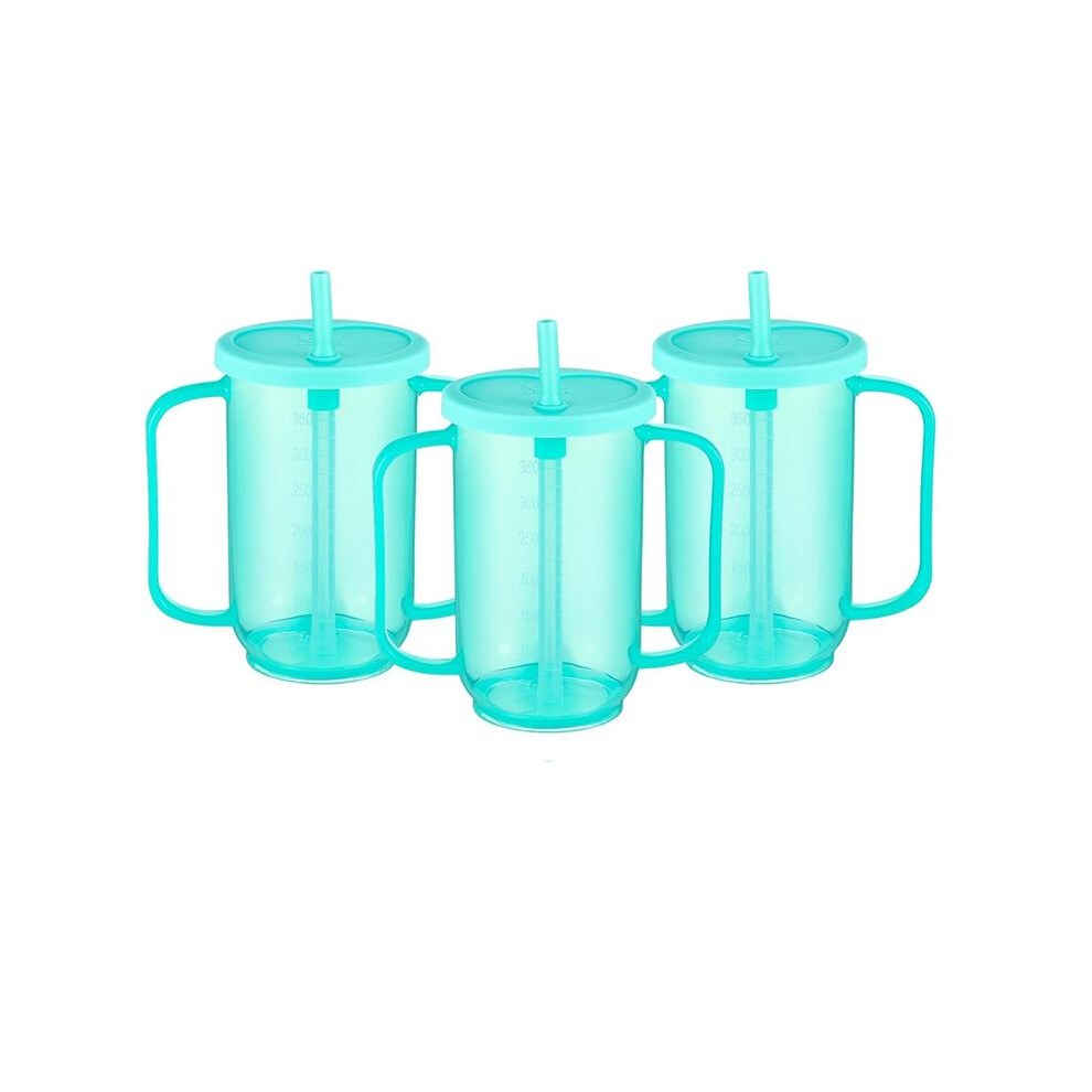 3 Pcs Adult Sippy Cups for Elderly, 12 Oz Plastic Spill Proof Cups for Adults Hospital Disabled Dysphagia Patients