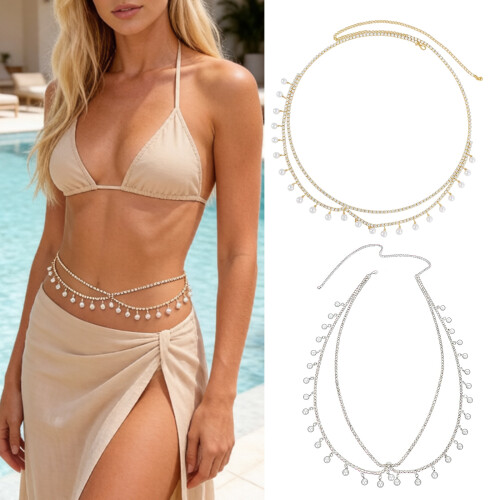 Adjustable Waist Belt Chain Featuring Double Strands Of-silver 2