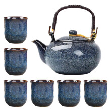 Japanese Style Ceramic Tea Set 7-Piece for Home Use Ergonomic Overhead Handle Teapot Design: The Cozy Home Tea Time