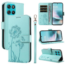 Compatible with Motorola MOTO G57 Power 5G Flip Case Dandelion Print Leather Phone Case Stylish And Protective with Card Slots And Wrist Strap