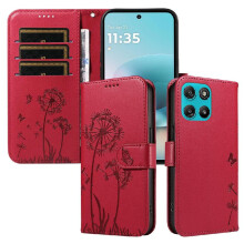 Compatible with Motorola MOTO G57 Power 5G Flip Case Dandelion Print Leather Phone Case Stylish And Protective with Card Slots And Wrist Strap