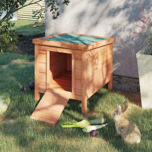 PawHut Conejera de Madera Marrón 51 x 42 x 43 cm 1