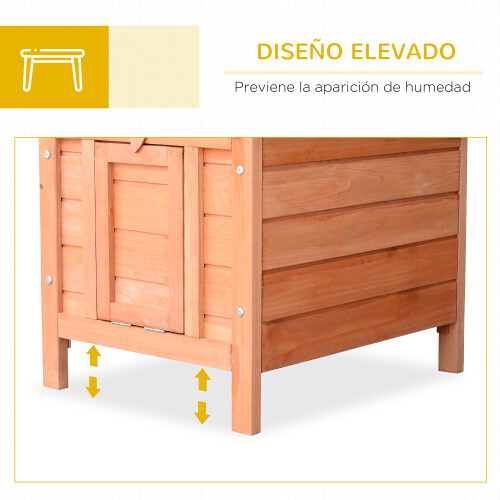 PawHut Conejera de Madera Marrón 51 x 42 x 43 cm 2