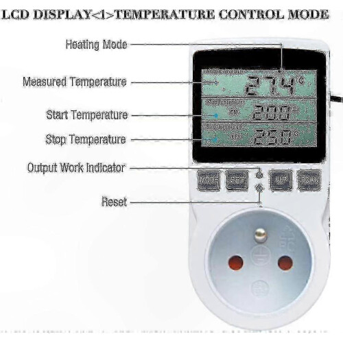LCD Temperature Controller for Greenhouse and Farm Use, 230V-Compatible Thermostat with Digital Display 2