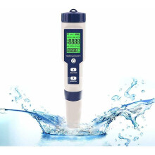 Elektronisches pH-Messgerät, 5-in-1-Taschenthermometer zur Wasserqualitätsmessung (pH, EC, Salz, TDS) für Haushalt, Pool und Aquarium