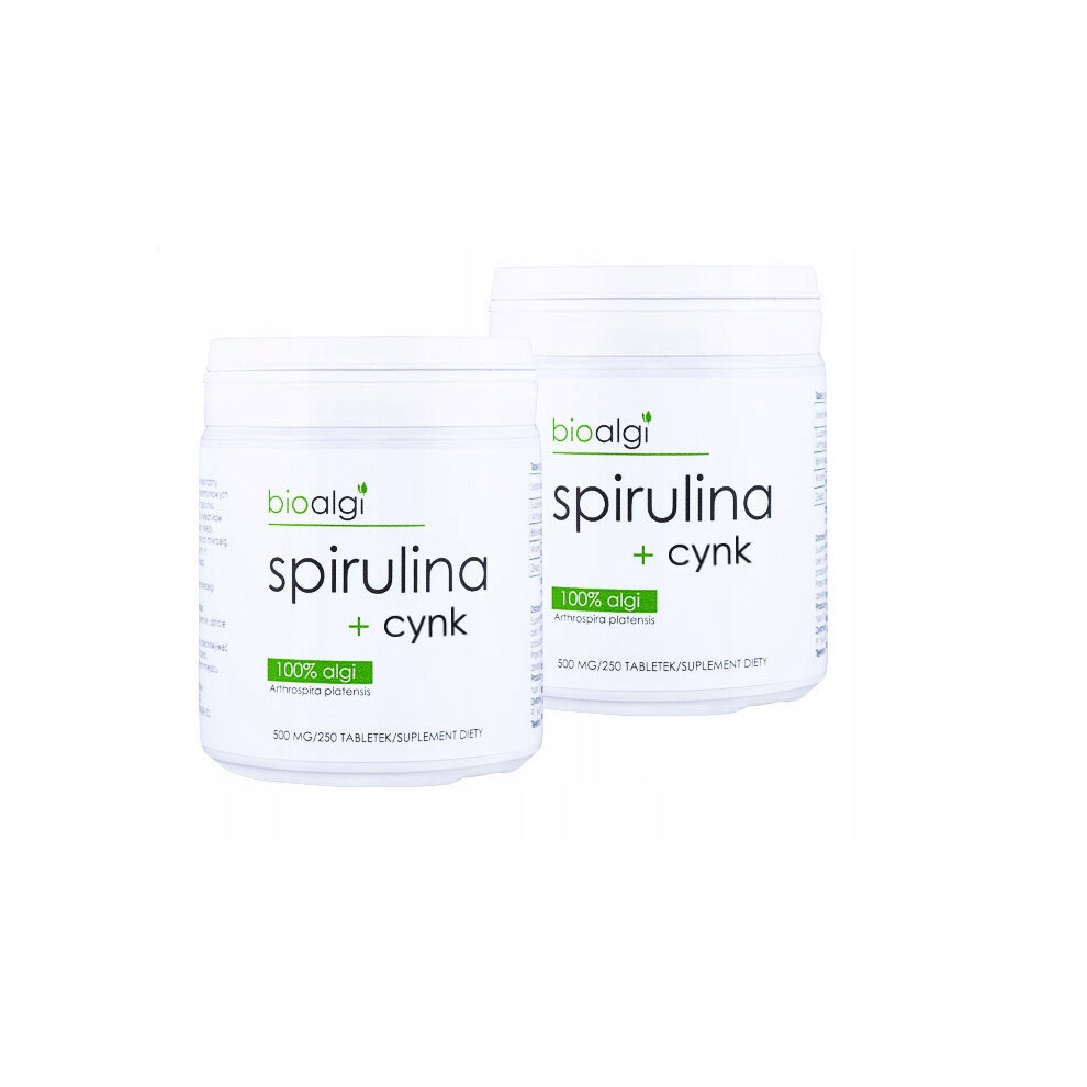 2x Spirulina + Zinc Tablets | Bioalgae | 250pc | Dietary Supplement | Vitamin B12 | Immune Nutrition | Zinc Source | Zinc Source.