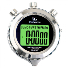 Chronomètre numérique en métal avec rétroéclairage, chronomètre 2 tours pour compétitions sportives H SHouZ