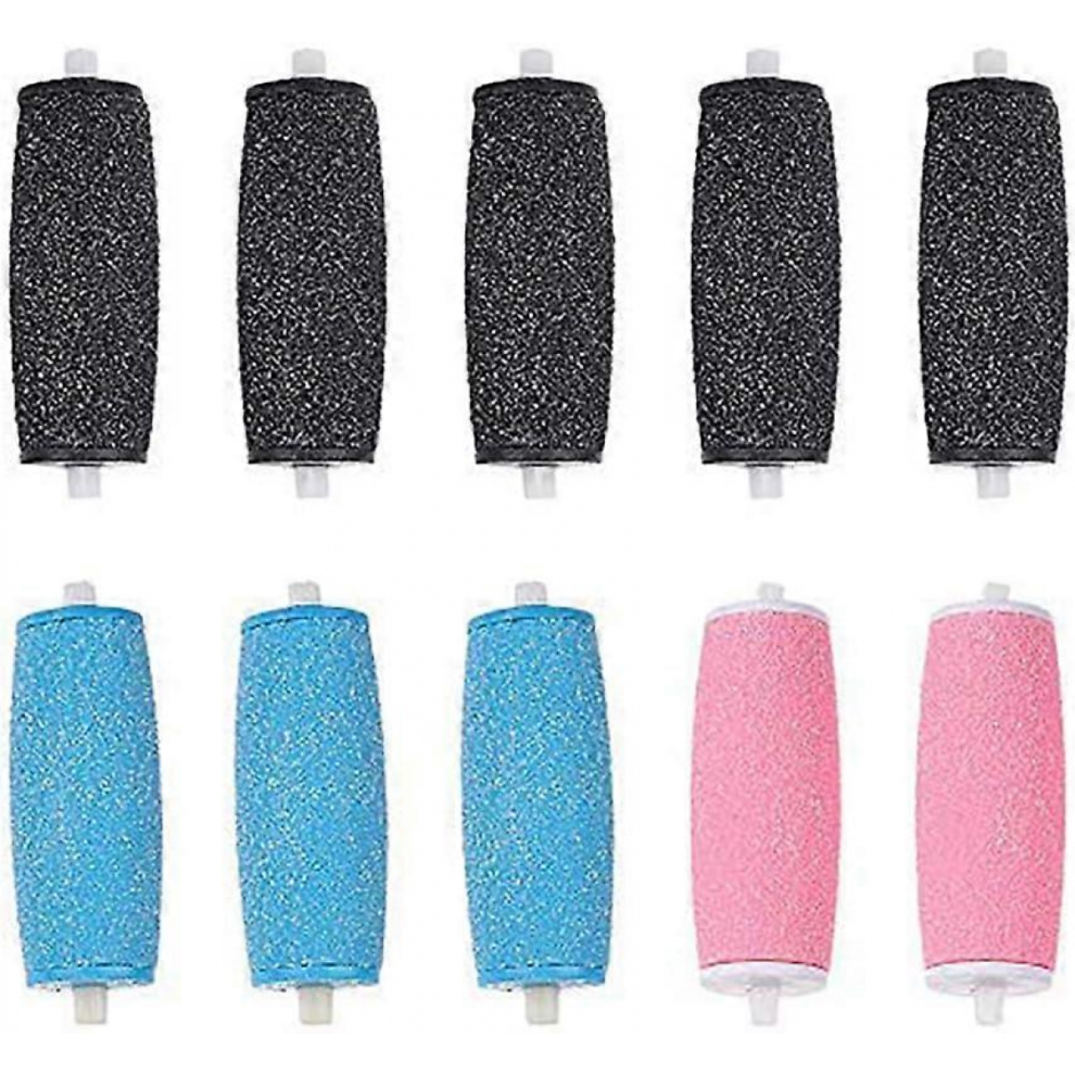 Black/Light/Blue [10 Pack] Extra Coarse Replacement Rollers Compatible For Scholl Velvet Smooth Express Pedi Electric Grater Replacement Rollers Compatible