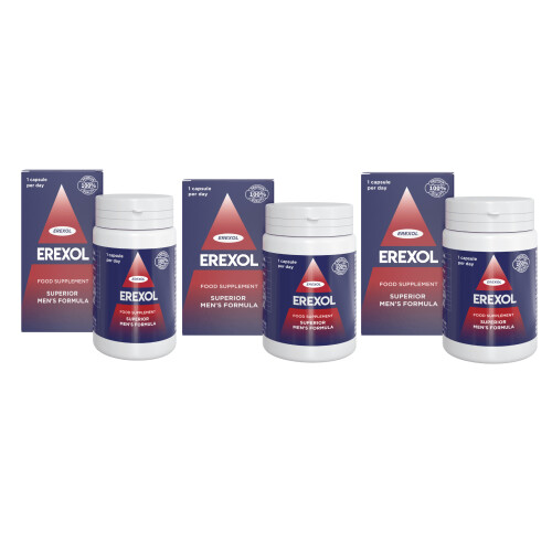 3x Erexol integratore alimentare per uomini 60 pezzi | Ginsenosides Maca Zen Shen
