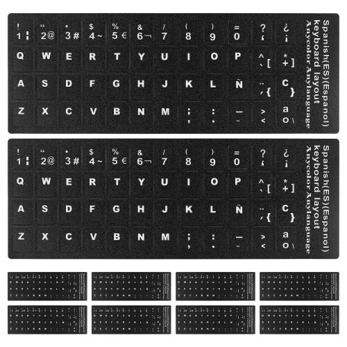 Stickers Clavier Noir Espagnol Résistants Pour Portable