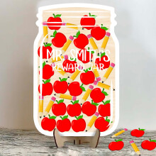 Classroom Reward Jar with Name Engraving, Durable Acrylic Wood, Teacher Gift