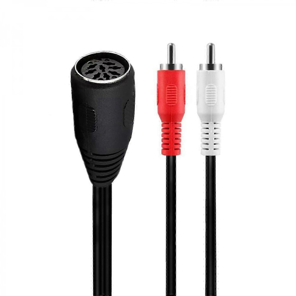 Din 8 Pin Female To 2 Rca Stereo Audio Cable For Receiver Cd Player Sound System Edition 1226-1.5M Red/White 9477002819236
