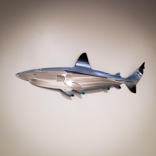 25cm Shark Stainless Steel Wall Art - Metal Sculpture Decor, Creative Home & Office Wall Decoration -