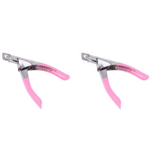 2X Nagelschere fuer Naegel und Falsche Acrylnaegel Einfach zu Bedienen Rosa.