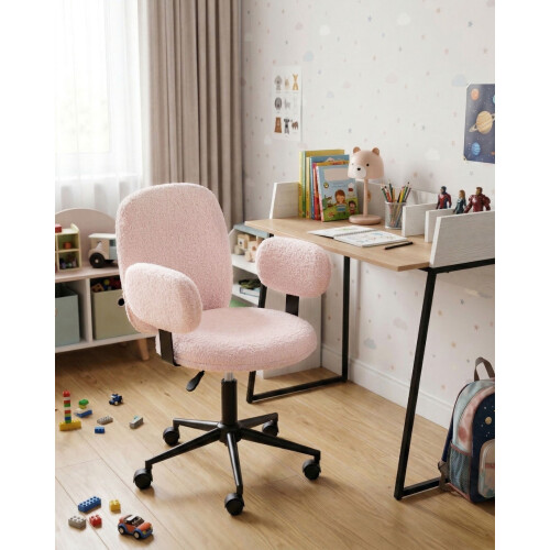Beliani Desk Chair MORAGA Boucle Pastel Pink 1