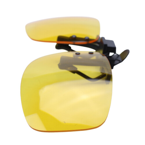 Rectangle Clear Yellow Lens Rimless Clip  Night Vision Driving Glasses
