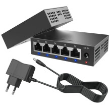 5 Port Gigabit Industrial 1000Mbps Network Ethernet Home Splitter Office Network Distributor EU Plug