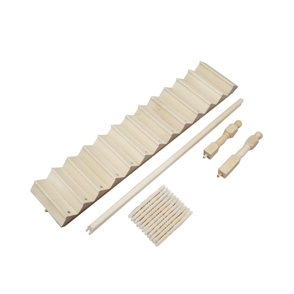 Dollhouse Miniatures,1/12 Wooden Stair Stringer Step Staircase With Handrail Model Doll House Decor Model 1 6033009959103