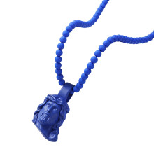 Bold Resin Christ Pendant Necklace Men's Hip Hop Fashion-Blue